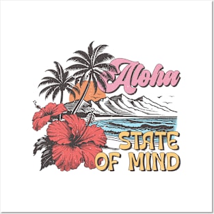 Aloha State of Mind Summer Vibes Beach Life Novelty Gift Posters and Art